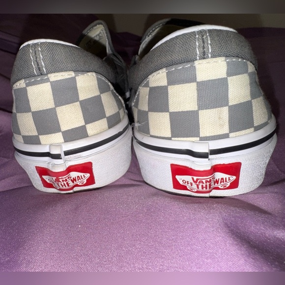 Vans Classic Slip-On sneakers pewter and true white checkerboard colorway Sz 7.5 - Picture 8 of 11